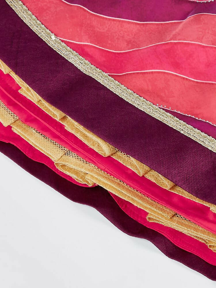 House of Panchhi Rose Organza Siroski Stone Work Leheriya Print Lehenga Choli & Dupatta | Grocsy