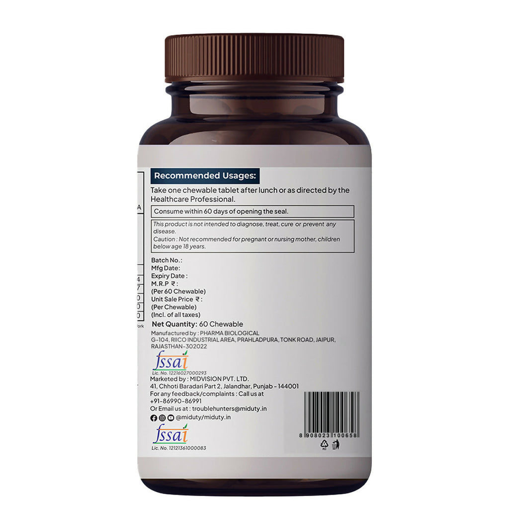 Miduty Vitamin B12 - Methyl Folate Chewables | Grocsy