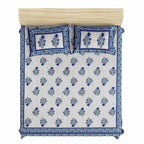 Jaipuri Hand Printed Floral 144TC Cotton DoubleQueen Bedsheet with 2 Pillow Covers | Grocsy