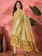 Joban Fashion Printed Mustard Pure Cotton Kurta Set | Grocsy