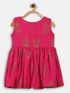 Ahalyaa Pink Rayon Printed Kids Kurta Sharara Set For Girls | Grocsy