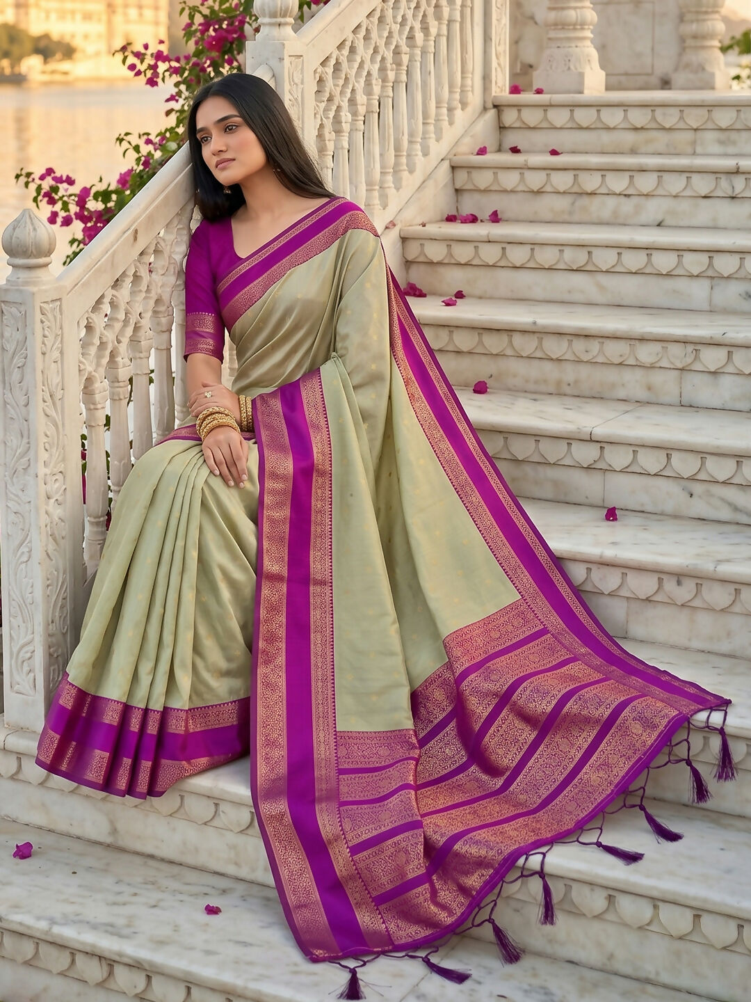 Shree Shyam Fashion Chiku Silk Blend Saree | Grocsy