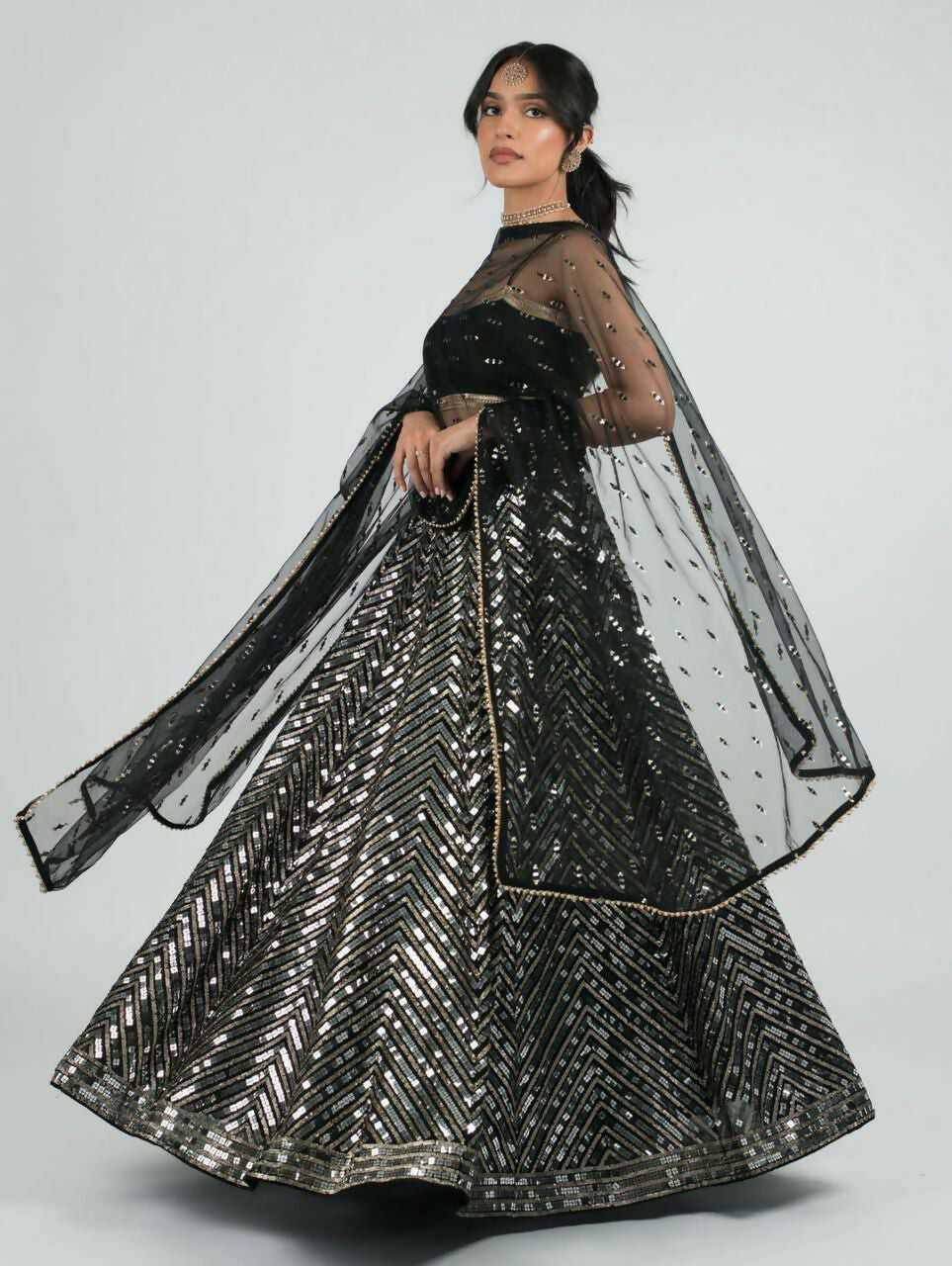 Jyoti Fashion Women's Silver Georgette Sequins with Zari Embroidered Designer Lehenga Choli Set | Grocsy