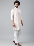 RIAG Beige Men's Ethnic Long Kurta And Pyjama Set | Grocsy