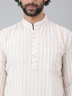 RIAG Beige Color Long Sleeves Ethnic Men's Cotton Long Kurta | Grocsy