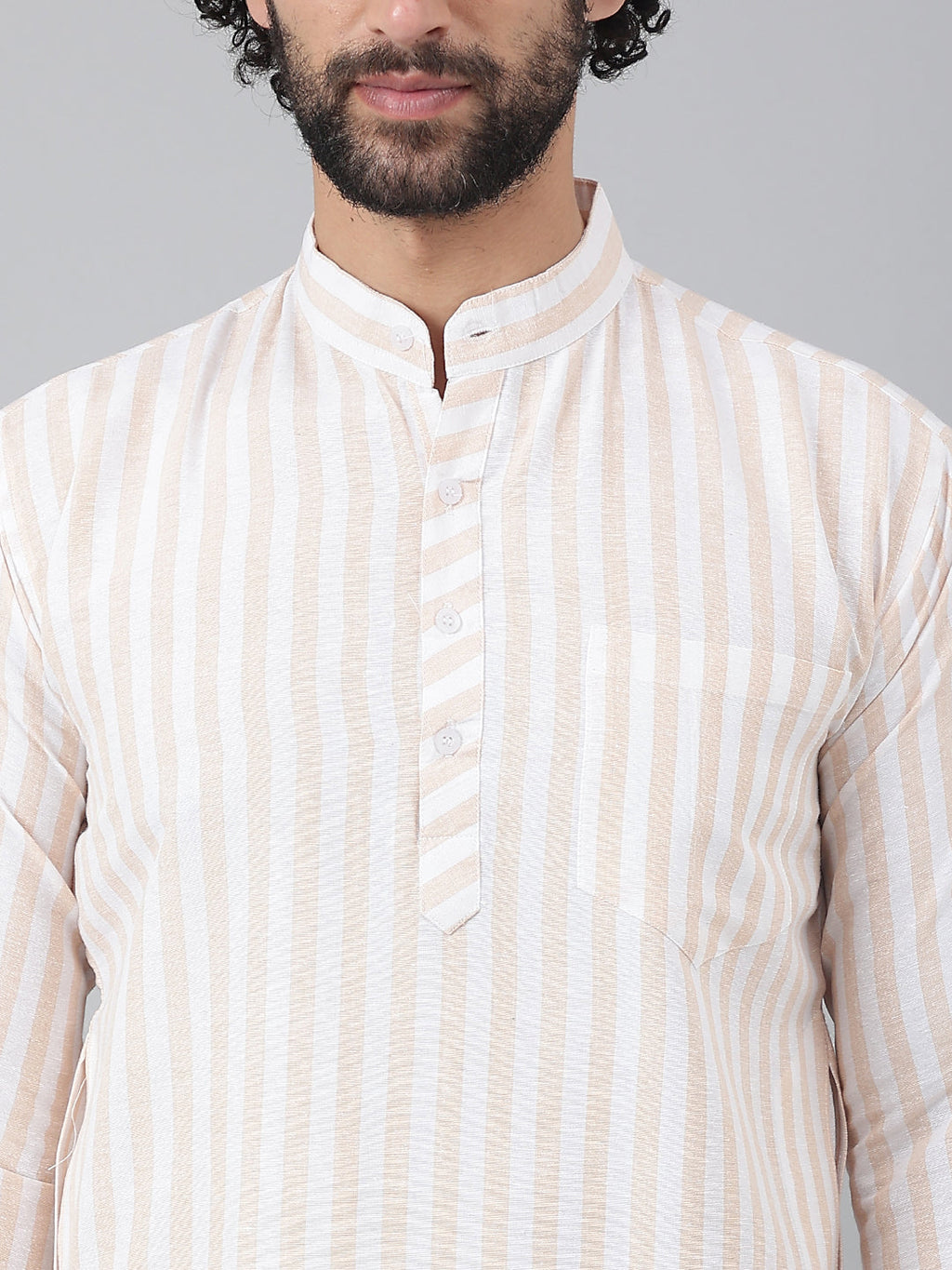 RIAG Beige Men's Ethnic Long Kurta And Pyjama Set | Grocsy