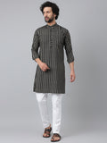 RIAG Black Color Long Sleeves Ethnic Men's Cotton Long Kurta | Grocsy