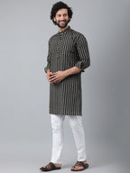 RIAG Black Men's Ethnic Long Kurta And Pyjama Set | Grocsy