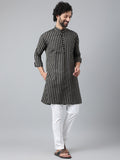 RIAG Black Men's Ethnic Long Kurta And Pyjama Set | Grocsy