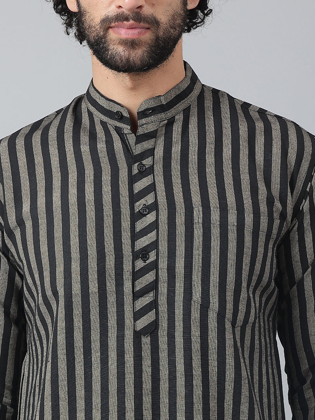 RIAG Black Men's Ethnic Long Kurta And Pyjama Set | Grocsy