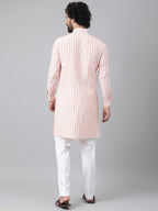 RIAG Orange Color Long Sleeves Ethnic Men's Cotton Long Kurta | Grocsy