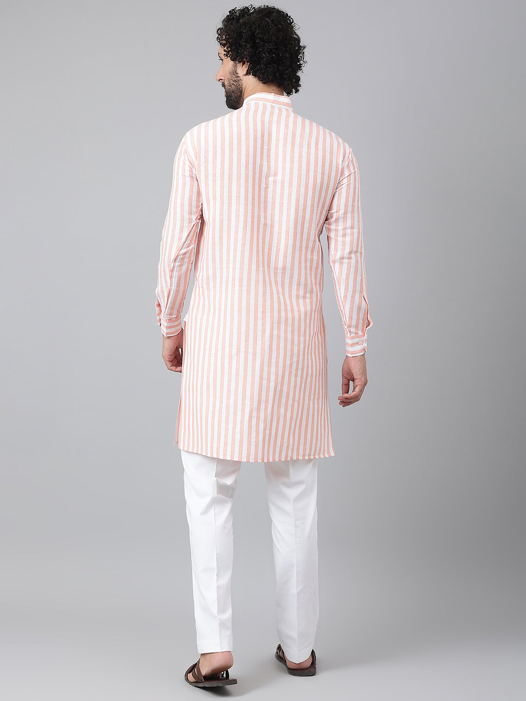 RIAG Orange Men's Ethnic Long Kurta And Pyjama Set | Grocsy