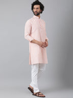 RIAG Orange Color Long Sleeves Ethnic Men's Cotton Long Kurta | Grocsy