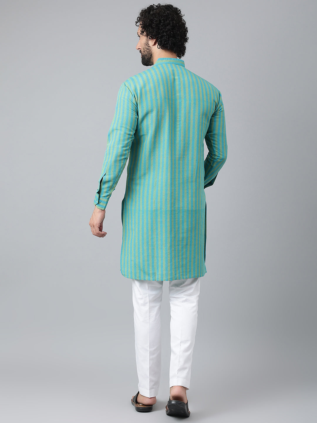 RIAG Blue Men's Ethnic Long Kurta And Pyjama Set | Grocsy