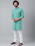 RIAG Blue Men's Ethnic Long Kurta And Pyjama Set | Grocsy