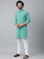 RIAG Blue Men's Ethnic Long Kurta And Pyjama Set | Grocsy