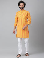 RIAG Yellow Men's Ethnic Long Kurta And Pyjama Set | Grocsy