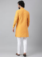 RIAG Yellow Color Long Sleeves Ethnic Men's Cotton Long Kurta | Grocsy