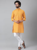 RIAG Yellow Men's Ethnic Long Kurta And Pyjama Set | Grocsy