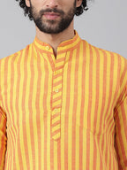 RIAG Yellow Men's Ethnic Long Kurta And Pyjama Set | Grocsy