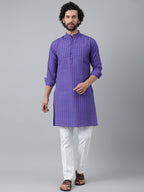RIAG Navy Men's Ethnic Long Kurta And Pyjama Set | Grocsy