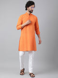 RIAG Orange Men's Ethnic Long Kurta And Pyjama Set | Grocsy