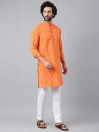 RIAG Orange Men's Ethnic Long Kurta And Pyjama Set | Grocsy