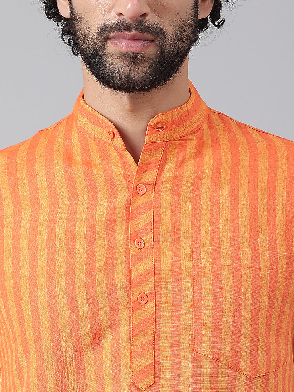 RIAG Orange Men's Ethnic Long Kurta And Pyjama Set | Grocsy