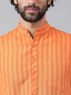RIAG Orange Men's Ethnic Long Kurta And Pyjama Set | Grocsy