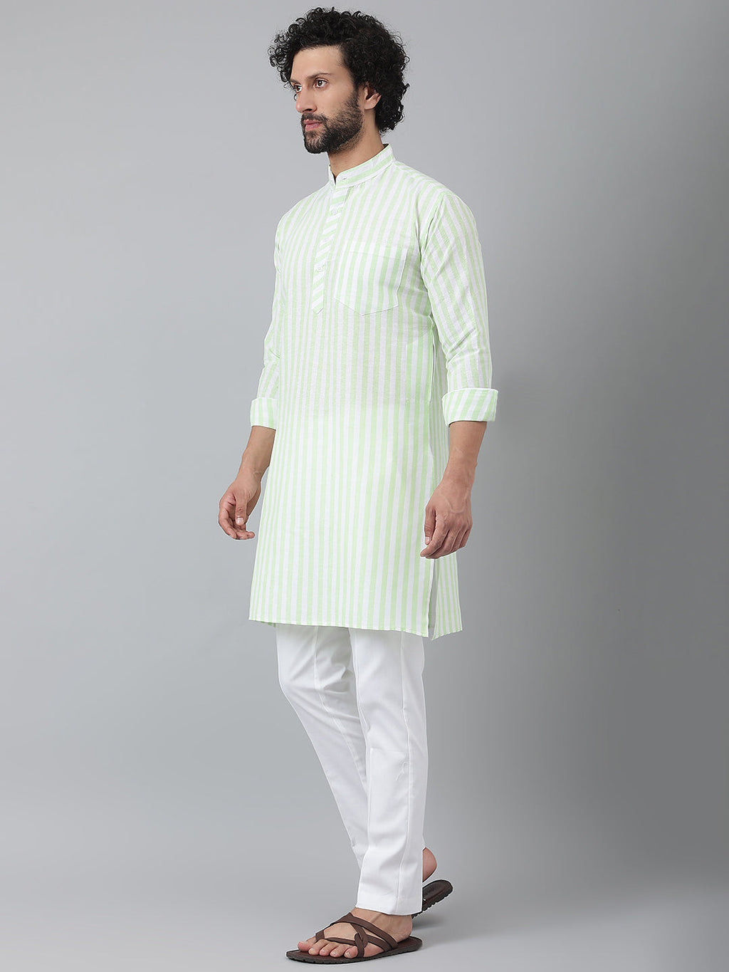 RIAG Green Men's Ethnic Long Kurta And Pyjama Set | Grocsy