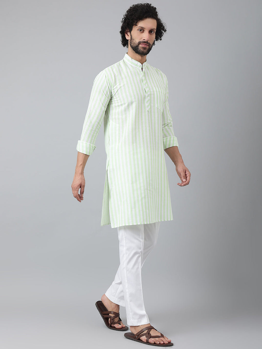 RIAG Green Men's Ethnic Long Kurta And Pyjama Set | Grocsy