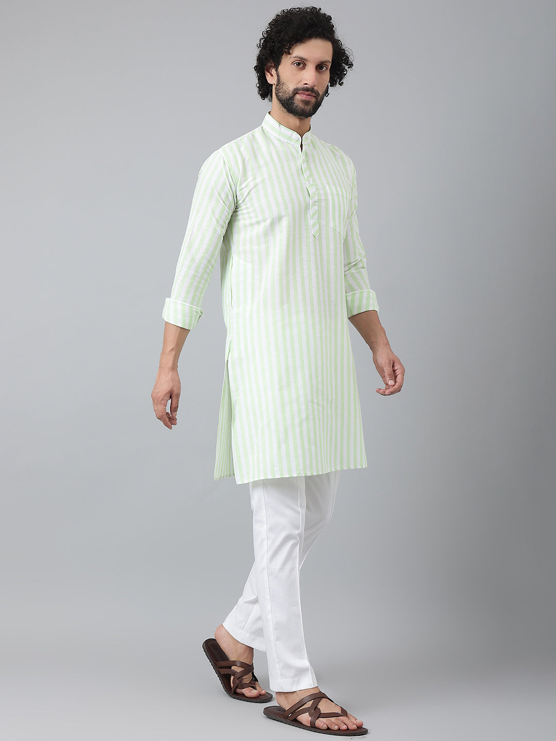 RIAG Green Men's Ethnic Long Kurta And Pyjama Set | Grocsy