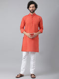 RIAG Red Color Long Sleeves Ethnic Men's Cotton Long Kurta | Grocsy