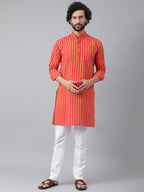 RIAG Red Men's Ethnic Long Kurta And Pyjama Set | Grocsy