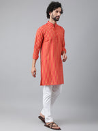 RIAG Red Men's Ethnic Long Kurta And Pyjama Set | Grocsy