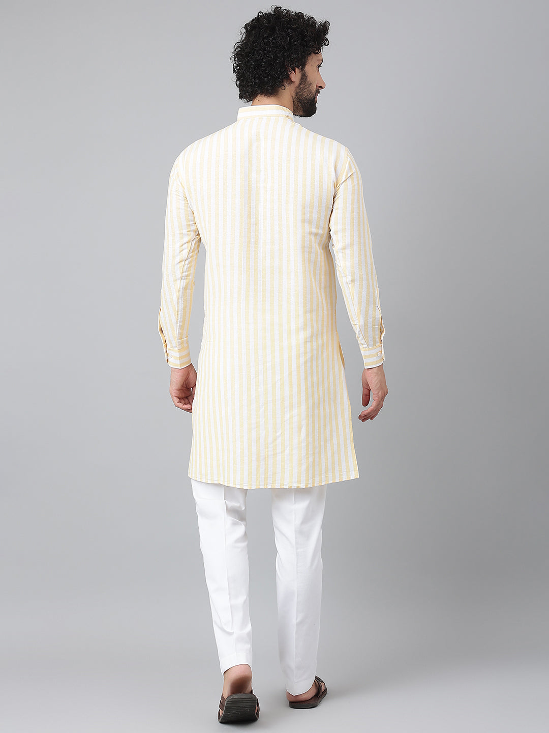 RIAG Beige Men's Ethnic Long Kurta And Pyjama Set | Grocsy