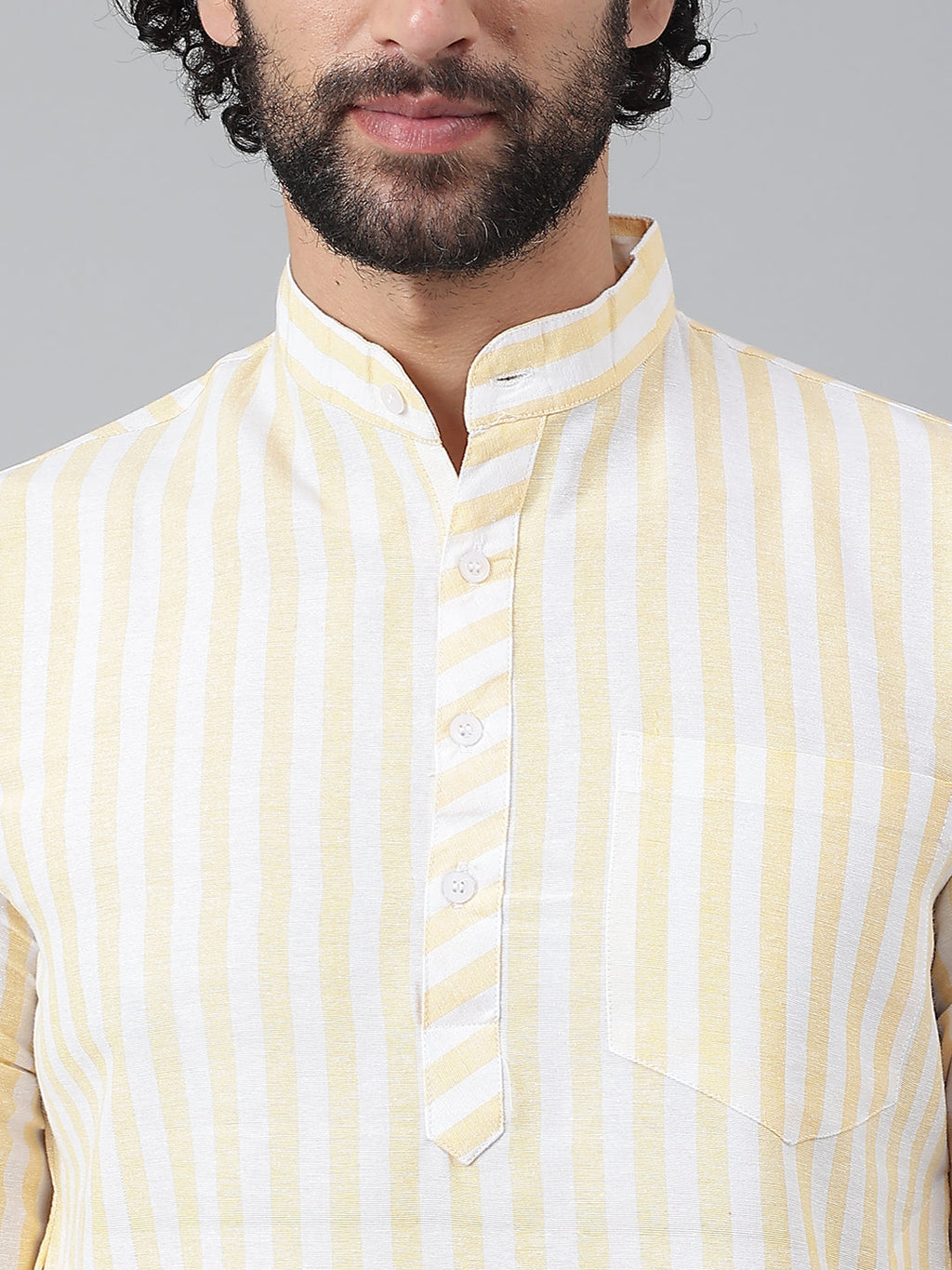 RIAG Beige Color Long Sleeves Ethnic Men's Cotton Long Kurta | Grocsy