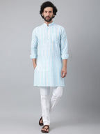 RIAG Blue Men's Ethnic Long Kurta And Pyjama Set | Grocsy