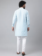 RIAG Blue Men's Ethnic Long Kurta And Pyjama Set | Grocsy
