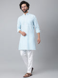 RIAG Blue Men's Ethnic Long Kurta And Pyjama Set | Grocsy