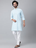 RIAG Blue Men's Ethnic Long Kurta And Pyjama Set | Grocsy