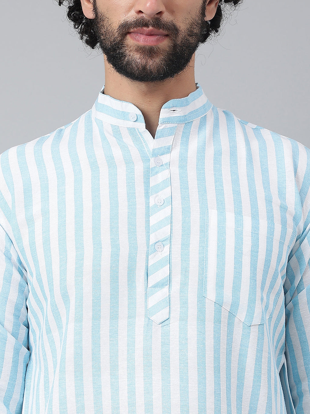 RIAG Blue Men's Ethnic Long Kurta And Pyjama Set | Grocsy
