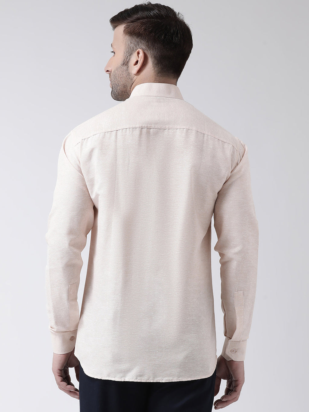 RIAG Beige Men's Chinese Collar Full Sleeves Shirt | Grocsy