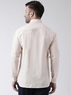 RIAG Beige Men's Chinese Collar Full Sleeves Shirt | Grocsy