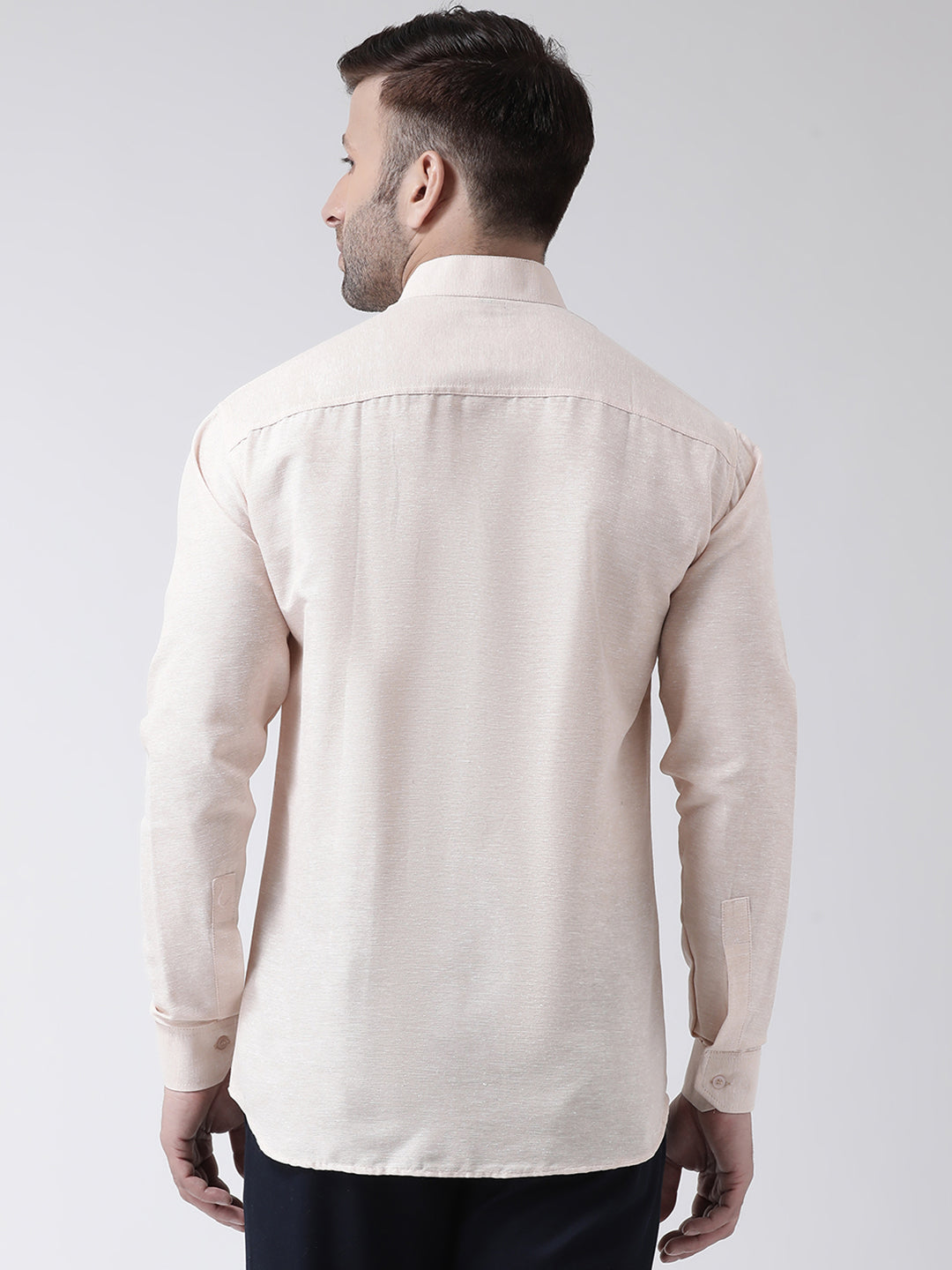 RIAG Beige Men's Chinese Collar Full Sleeves Shirt | Grocsy
