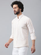 RIAG Beige Men's Chinese Collar Full Sleeves Shirt | Grocsy