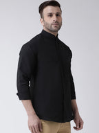 RIAG Black Men's Chinese Collar Full Sleeves Shirt | Grocsy