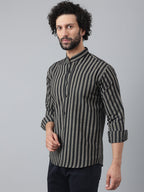 RIAG Black Men's Chinese Collar Full Sleeves Shirt | Grocsy