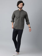 RIAG Black Men's Chinese Collar Full Sleeves Shirt | Grocsy