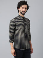 RIAG Black Men's Chinese Collar Full Sleeves Shirt | Grocsy